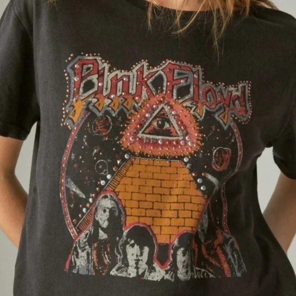 Lucky Brand Pink Floyd Graphic Tee with Embellishments